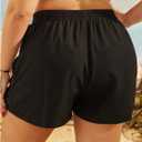 Floerns Women's Plus Size Bow Cut Out Beach Shorts Elastic High Waist Swimsuit Bottom (Black, XL)