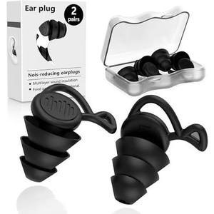 Ear Plug, Ear Plugs for Sleeping, Noise reducing earplugs, Sleep Noise canceling earplugs, Silent earplugs, for use in Sleep, snoring, Work, Travel, Concerts. Reusable Silicone earplugs (Black)