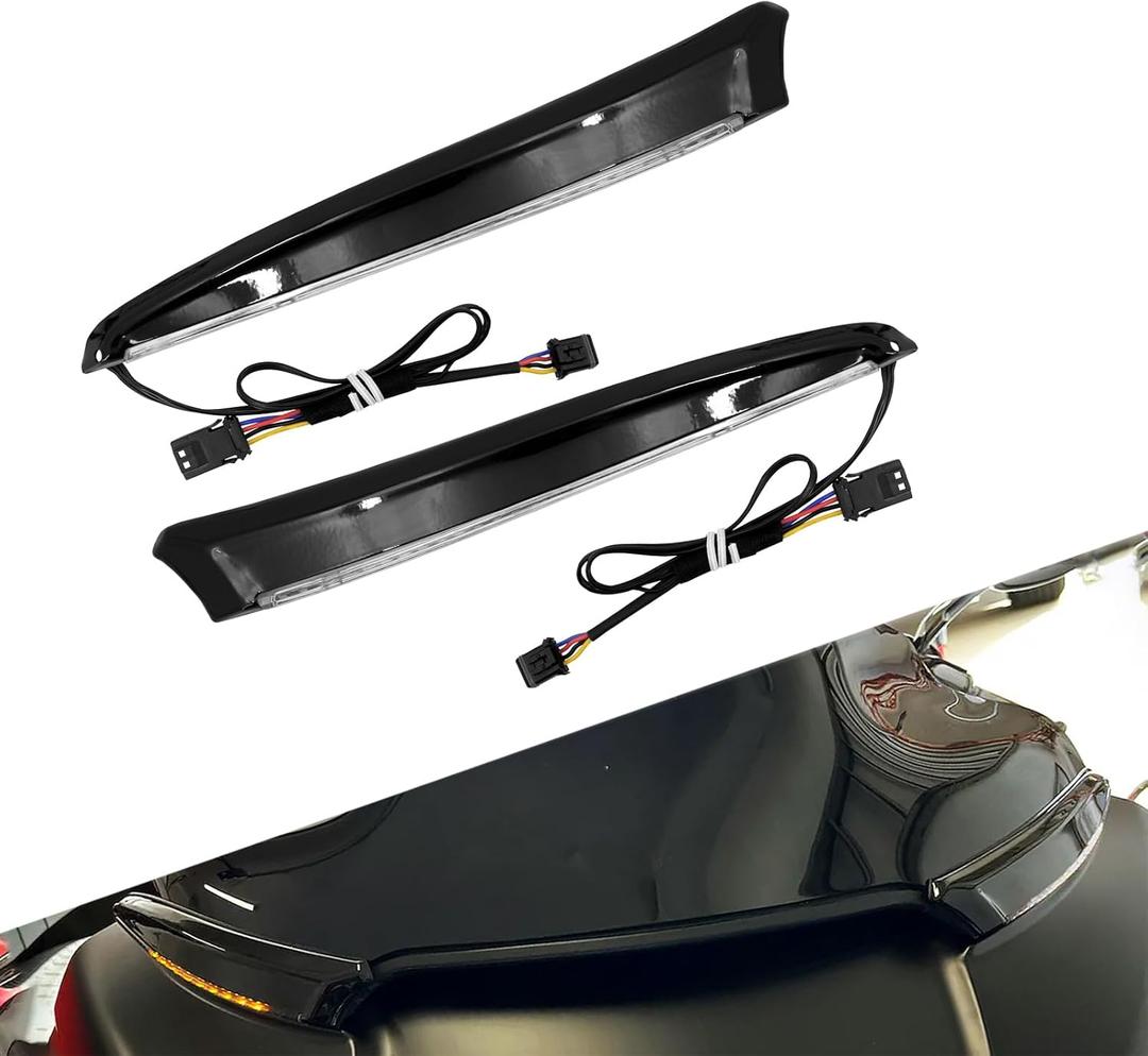 HCmotorku Windshield Trim Lights Windscreen Fairing LED Turn Signals Lamp Running Light Fit for Harley Road Glide FLTRXS FLTRK FLTRX 2015-2025 (Black)