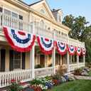 Homissor Bunting Flags Outdoor 6 Pack American Flag Patriotic Buntings 3x6 Ft for Outside Large Red White and Blue Bunting Pleated Fan Flag for 4th of July USA 250th Anniversary Independence Day Memorial Day Decorations