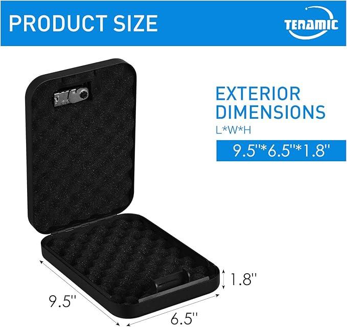 TENAMIC Pistol Safe, Portable Travel Gun Safe, Solid Steel Handgun Lock Box for Home, Gun Safes for Car, Black