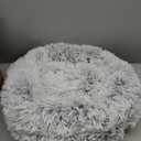 Amazon Basics Washable Donut Pet Bolster Faux Fur Bed with Removable Cover, Anti-Slip Bottom for Dog, Grey, 23" x 23"