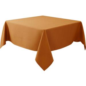 Biscaynebay Textured Fabric Square Tablecloths 90x90 Inch, Bronze Water Resistant Spill Proof Card Table Cloth Folding Table Cover for Kitchen, Dining, Wedding, Parties Machine Washable