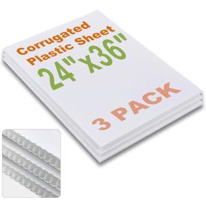 Falling in Art 24x36 Corrugated Plastic Board, 3 Pack Coroplast Plastic Sheet, 3/16 Inch Thick White Double-Sided Blank Poster Board for Indoor and Outdoor Use
