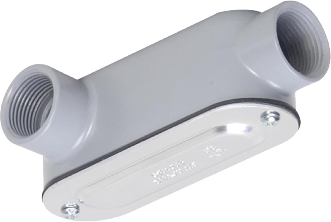 TayMac RLL100 Threaded LL Type Conduit Body, Die Cast Aluminum, Stamped Steel Cover, 1-Inch, Gray, 1 Count (Pack of 1)