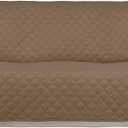 PureFit Reversible Quilted Sofa Cover, Water Resistant Slipcover Furniture Protector, Washable Couch Cover with Non Slip Foam and Elastic Straps for Kids, Dogs, Pets (X Large , Camel/Ivory)