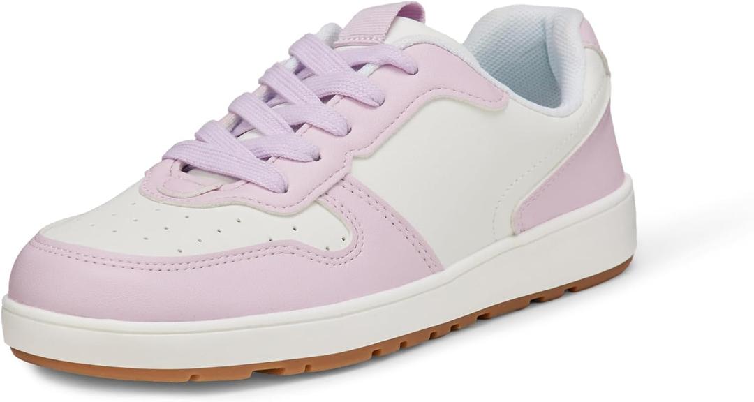 Amazon Essentials Unisex Kids' Low Top Lace Up Court Sneakers for Boys and Girls, Lavender, 13 Little Kid