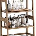 HITNET Ladder Shelf, 4-Tier Bamboo Bookshelf, Freestanding Open Display Storage Rack, Space Saving Flower Plant Display Stand for Bathroom Living Room, Walnut