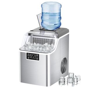 Kndko Ice Makers Countertop, 45Lbs/Day, 2 Ways to Add Water, Countertop Ice Maker, 24 Pcs Ready in 13 Mins, Self Cleaning Ice Maker, 24H Timer, Perfect for Home Bar RV, Stainless Steel Ice Maker