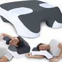 SAHEYER Side Sleeper Pillow with Arm Holes, 2 in 1 Shoulder Relief System for Rotator Cuff Pain, Memory Foam Pillow for Adults with 3 Arm Place Hole, Grey