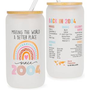 21st Birthday Gifts for Her - 2004 21st Birthday Decorations Gifts for Her 21 Year Old Gift Ideas Glass Cup for Women Daughter Sister Turning 21 Bday Present (16 Ounces)