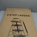 5 Step Ladder, Portable Steel Folding Stool with Wide Anti-Slip Pedal, Tool Platform, Sturdy Steel Ladder, Black