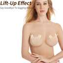 Sticky Push UpInvisible Bras.Reusable Sticky Adhesive Silicone Nipple Pasties Bras,Suitable for female breast petals (Beige)