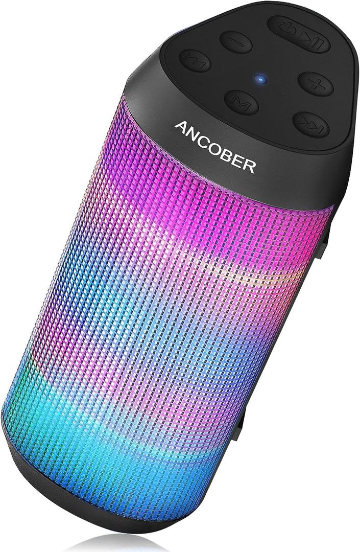 ANCOBER Bluetooth Speaker with Light, Stereo Sound