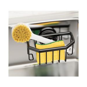 TAILI Sponge Holder with Strong Suction Cup, Dish Sponge Caddy Inside Sink Removable, Rustproof Aluminum for Sponges, Brushes, Stoppers and Scrapers - Black