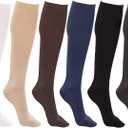 Winterlace Womens Trouser Socks, Opaque Stretchy Nylon Knee High, Many Colors, 6 or 12 Pairs, Size 9-11