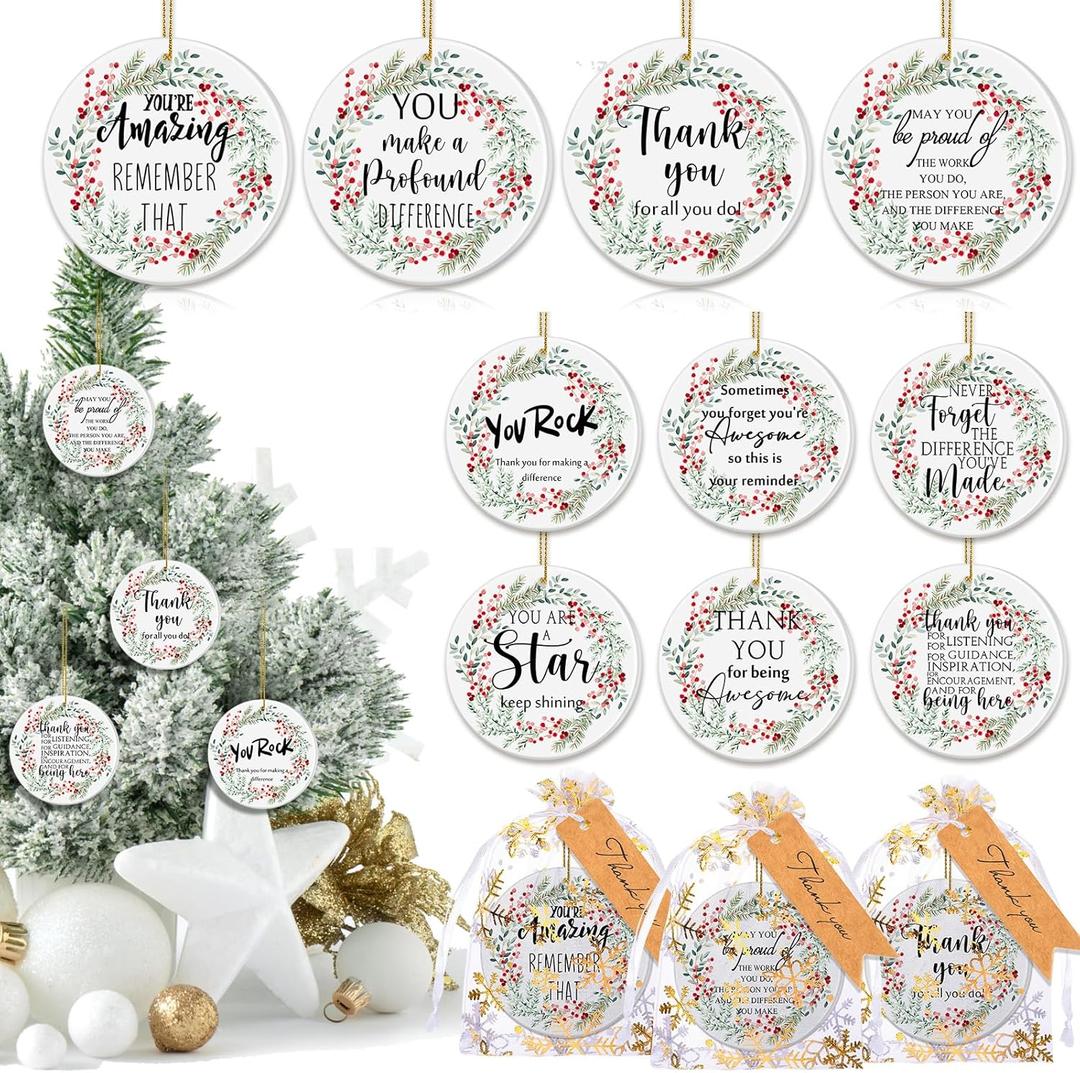 Suzile Employee Christmas Ornaments Coworker Thank You Gifts Bulk May You Be Proud Ornament Keepsake Ceramic Hanging Plaque Xmas Appreciation Gifts for Teacher Volunteer(30 Sets,Appreciation)