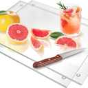 Seelenruhe Tempered Glass Cutting Boards for Kitchen Counter, 2PCS 12x16 inch Clear Cutting Boards for Countertop, Non-Slip, Heat-Resistant, Easy to Clean, Kitchen Decoration