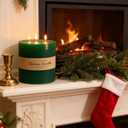 Large 3-Wick Green Pillar Candle - 6x6 Inch Dripless & Smokeless Unscented Fat Candle, 120 Hour Long Burning Hand-Poured Thick Candle with Cotton Wicks