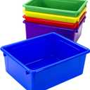 Storex Letter Size Deep Storage Tray Organizer Bin for Classroom, Office and Home, Assorted Colors, 5-Pack (62530U05C)
