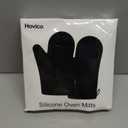 Hovico Silicone Oven Mitts, Heat Resistant 500F Kitchen Mitts 2PCS, 11.6" BPA-Free Soft Baking Gloves, Non-Slip Grip Oven Gloves with Soft Cotton Lining for Kitchen Cooking Baking BBQ - Black