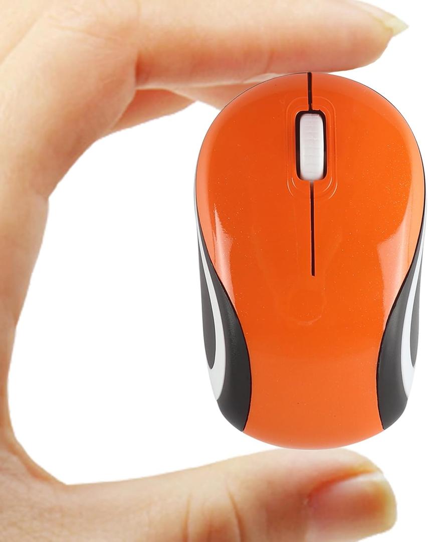 Wireless Mouse Cute Mini Computer Mouse for Laptop-Small Size Pocket Portable Compact Travel USB Optical Mice 3 Buttons 1000 DPI Cordless Mouse for PC Computer Notebook MacBook Kids Girl Gift(Yellow) (Orange)