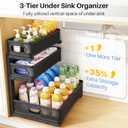 Under Sink Organizer, 2-Pack 3-Tier Thickened Metal Pull out Cabinet Organizer Shelf, Height Adjustable Slide out Storage Drawer Rack for Kitchen Bathroom Pantry Laundry Home Office Organization