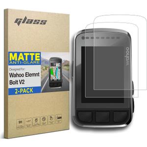 [2-PACK] Updated Premium Tempered Glass Screen Protector designed for Wahoo Elemnt Bolt V2 (2.0) GPS Bike Computer 2.2 Inch Touchscreen 9H Anti Scratch Anti Glare (Matte)