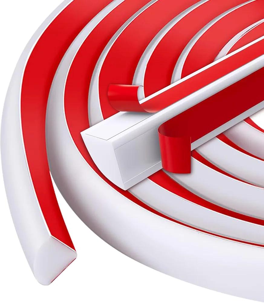 Flexible Quarter Round Molding Double Sided Self Adhesive Peel and Stick Bendable Molding Trim for Floor, Bathrooms, Cabinet Edge, Countertops, Kitchens (118inch)