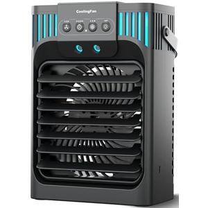 Portable Air Conditioner, LEAEYFE 3 Higher Speeds With 1200ml Extra Large Water Tank, 7 Color Lights 2/8 Hour Timer, 120 OscillatingCooling Fan For Desk, Home, Bed and Living Room