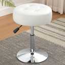 Ottoman Swivel Vanity Stool Chair for Makeup Room Stool for Vanity Chair Height Adjustable Faux Leather White