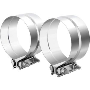 5.0 inch Exhaust Clamp, 5 Inch Lap Joint Exhaust Band Clamp Sleeve Coupler Stainless Steel (2Pcs)