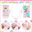 Sayglossy 24 Sets Donuts Pens Gift Bulk, 4-in-1 Funny Multicolor Ballpoint Pen with Positive Cards for Teacher Coworker Employe Appreciation Office Gift