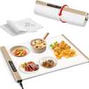 Silicone Food Warming Mat, Portable Electric Heating Tray with 1/2/4 Hours Timer, 3 Level Adjustable Temperature Hot Pad Kitchen Warmer Mat for Parties Buffet Countertop Roll Up Family Party Camping