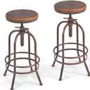 Set of 2 Industrial Bar Stool-Retro 26-32.3inch Swivel Stools-Extra Tall Kitchen Chair-Bar Counter Height Adjustable-Fully Welded (Copper 2PCS)