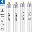 22 Inch F14T5/WW LED Replacement Bulbs, Warm White 3000K, T5 LED 9 Watt Replace Fluorescent Bulb with LED, Replacement Tube for Counter and Cabinet Fixture, 4 Pack