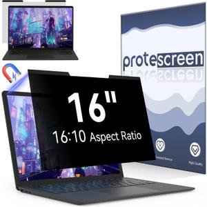 Magnetic 16 Inch Laptop Privacy Screen for 16:10 Computer Monitor, Removable Anti Glare Blue Light Filter Protector, 16 in Privacy Shield Compatible with Lenovo Hp Dell Acer Asus Thinkpad Envy Xps