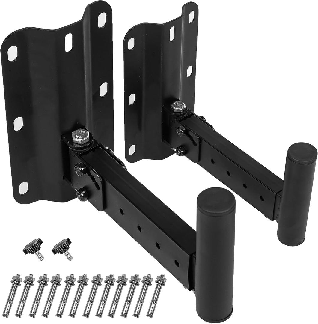 Desyeryamimi PA Speaker Mount Bracket Support up to 110lbs-Adjustable Speaker Wall Mount Brackets-Heavy Duty Speaker Mounts-Speaker Stand(2 Packs,Black)