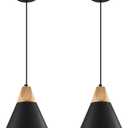 Black Pendant Light 2 Packs,9.4inches- Farmhouse Pendant Light, Modern Pendant Lights, Kitchen Pendant Lights for Office, Bedroom, Living Room, Kitchen Island