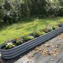 Galvanized Raised Garden Bed, 12x2x1ft Oval Metal Planter Box | Easy Tool-Free Assembly, Beginner & Senior Friendly, 12" Tall Large Outdoor Gardening Beds for Vegetables, Flowers, Herb Gray