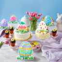 3 x Gyufise 12 Pack Happy Easter Honeycomb Centerpieces for Table Decorations Bunny Easter Egg Centerpieces Decor for Easter Day Birthday Anniversary Party Supplies