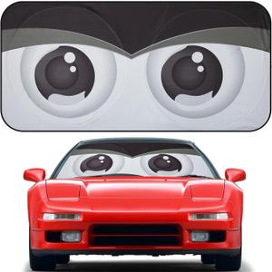 ARANA Car Windshield Sun Shade Funny, Cute Big Eyes Sunshade for Front Window with UV Protection, Foldable and Retractable Sun Visor Universal Fit Sedan/SUV/Truck/Van (65"x32") (Medium)