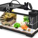 GOZILLA Turtle Tank Kit(Tank+Lamp+Filter), Upgrade PC Turtle Tank Starter Kit with Adjustable Lamp & Filter, Reptile Hideout Habitat with Lid for Small Reptiles.(19.68 9.52 9.44''/Large-Black-Kit)