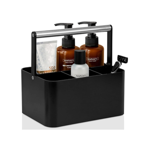 Black Shower Caddy Portable: Plastic Bathroom Caddy Countertop,Cleaning Caddy Organizer with Handle,Utility Hard Shower Basket Storage Tote for Toiletry,College Dorm Room Essential for Guys/Men