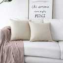 Home Brilliant Linen Pillow Covers 18x18 Set of 2 Burlap Decorative Beige Throw Pillows Cover for Couch Living Room, 18 x 18 inches, Light Linen