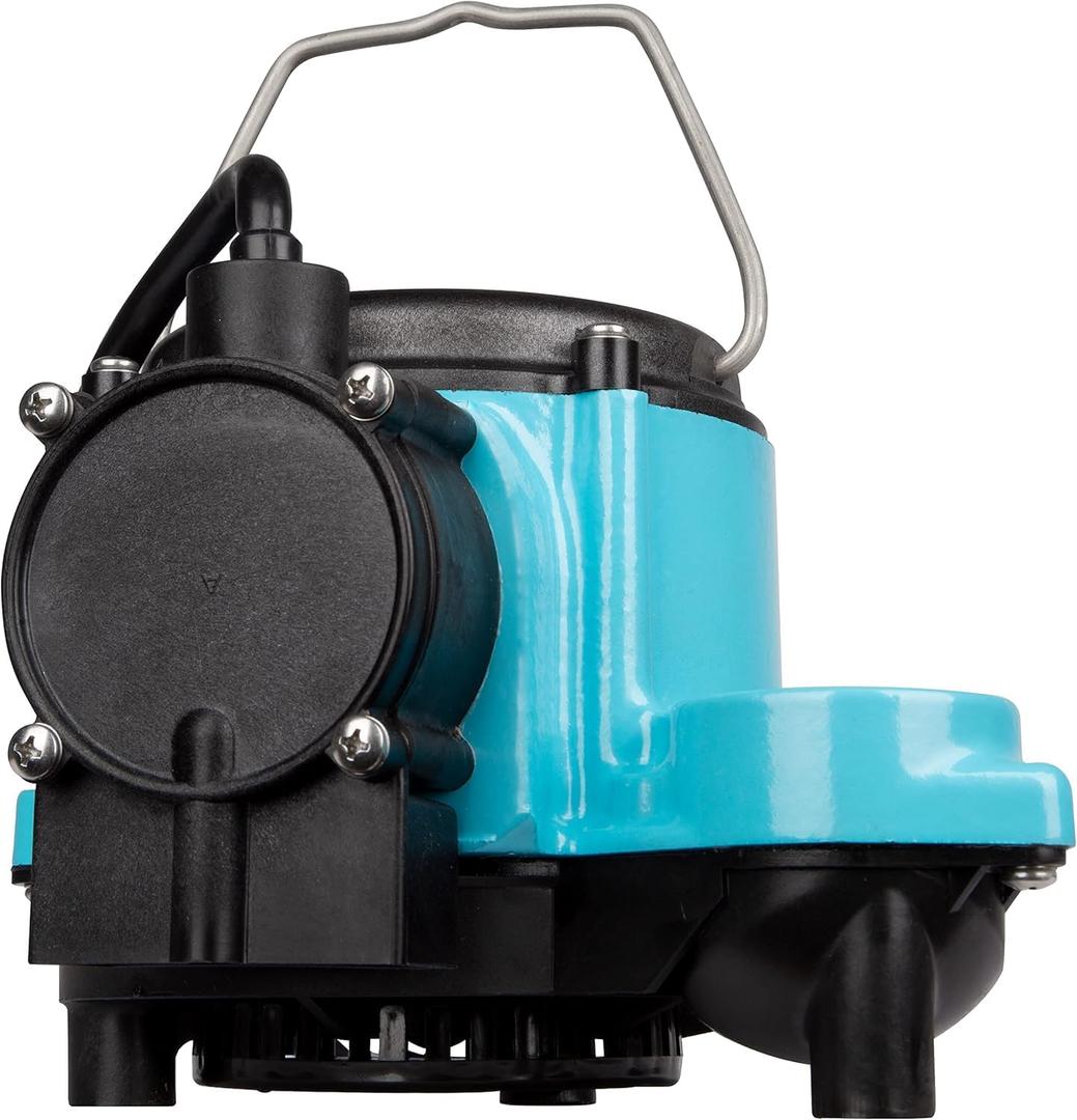 Little Giant 6-CIA 115 Volt, 1/3 HP, 2760 GPH Cast Iron Automatic Submersible Sump Pump with Integral Diaphragm Switch for Sump Systems, 10-Ft. Cord, Blue, 506158