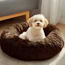 JOLLYVOGUE Dog & Cat Bed, Calming Anti-Anxiety Pet Bed for Small Dogs, Fluffy Donut Cushion for Small and Medium Pets (20") (Coffee)