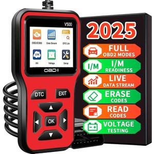 OBD2 Scanner Diagnostic Tool - Check Engine Light Code Scanner Tool with Reset, DTC, Data Stream, I/M Readiness, Car & Truck Scan Tool for All Vehicles Since 1996, escaner automotriz (Red)