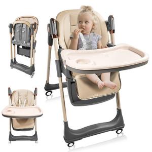 Baby High Chair,HighChairs for Babies and Toddlers with 360 Degree Rotatable Wheels6 in 1/3 in 1 Foldable and Portable,Children's HighchairSuitable for Babies of All Ages to Grow Up