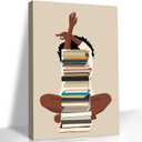 DCMVJHZV Black Girl Canvas Wall Art African American Books Wall Decor Black Woman picture Print Afrocentric Book Lover Painting Girl Artwork for Bedroom Living Room Office Dormitory(12" x 16")
